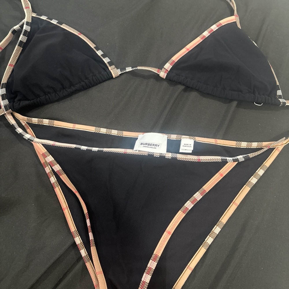 Burberry Black Swimsuit with Check Accents